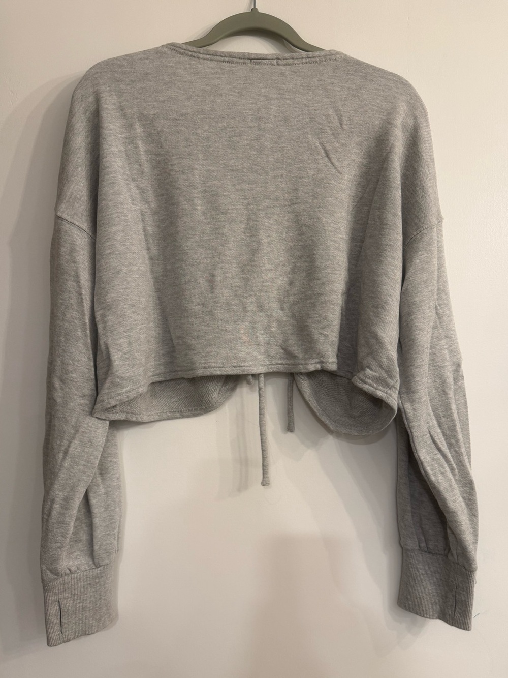 Drawstring Ruched V-Neck Crop Sweatshirt - Picture 4 of 4